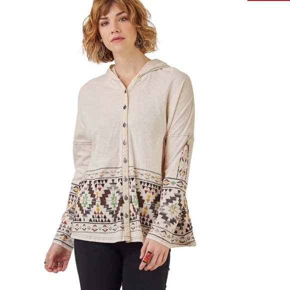 NWT Double D Ranch Saddle Pad Hooded Embroidered Long Sleeve Western Top Large - Picture 2 of 11